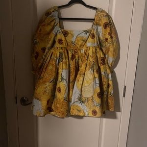 Selkie Van Gogh  sunflower cottage puff dress
